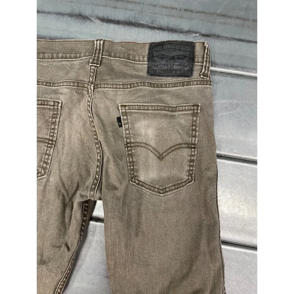 Levis 511 Jeans Mens 30X31 Brown Medium‎ Wash Denim Slim Straight Fit Faded